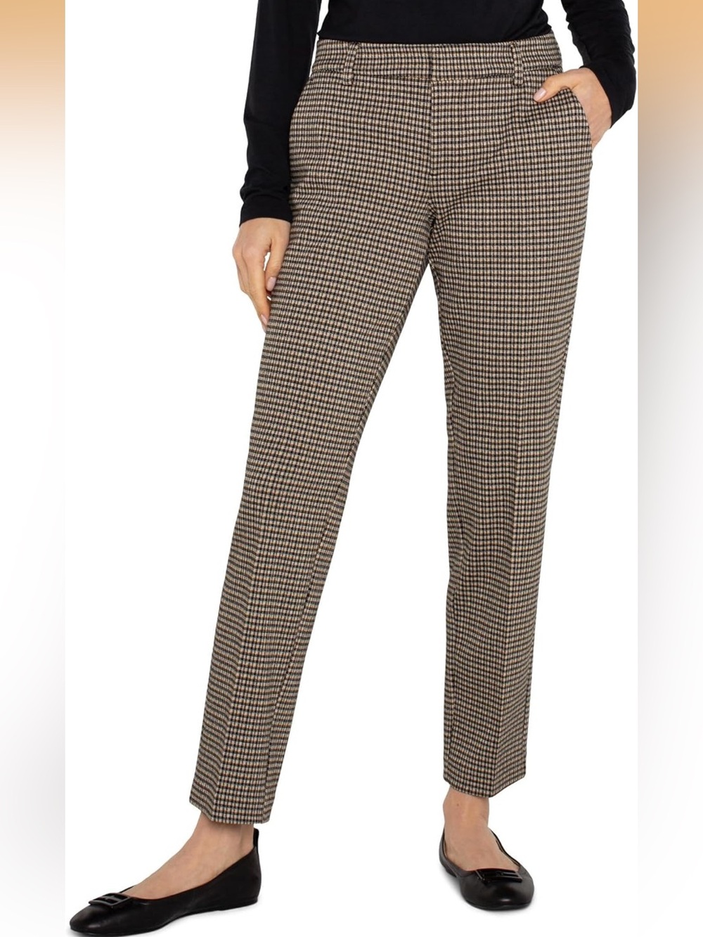 Liverpool Los Angeles Kelsey micro-check houndstooth trousers straight leg pants